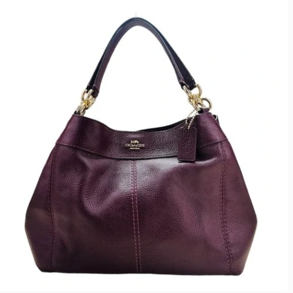 Coach Purse F28992 Small Lexy Shoulder Bag Raspberry Pebbled Leather - Picture 8 of 9